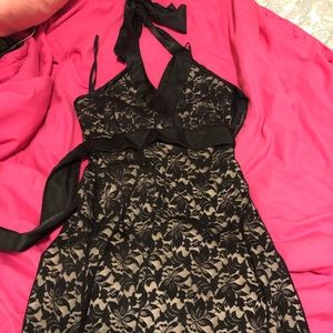 Black lace halter dress